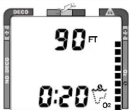 DECO 90 FT 0:20 O2