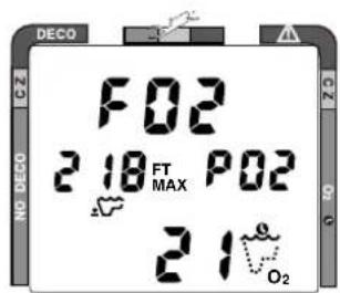 DECO F02 2 18 FT P02 MAX 2 1 O₂
