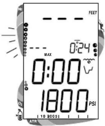 N2 FEET 0:24 MAX 0:00 1800 PSI 10 2005 O2 ATR