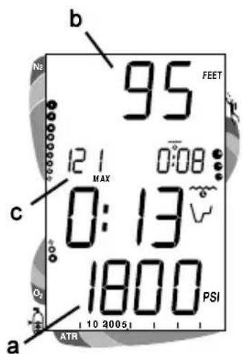 b 95 FEET 12:10 0:08 MAX 0:13 c 1800 PSI O₂ a 10 2005 ATR
