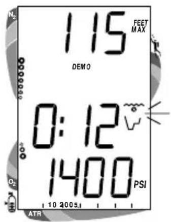 1:15 FEET MAX DEMO 0:12 1400 PSI 10 2005 O₂ ATR