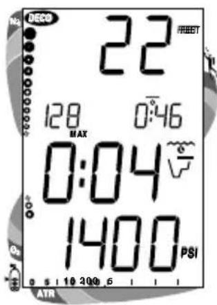 DECO 22 FIREET 128 0:46 MAX 0:04 1400 PSI 0 5 10 200 6 ATR