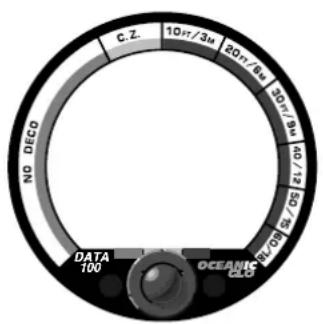 C.Z. 10ft/3M 20ft/6M 30ft/9M 40ft/120 NO DECO DATA 100 OCEAN 5.25