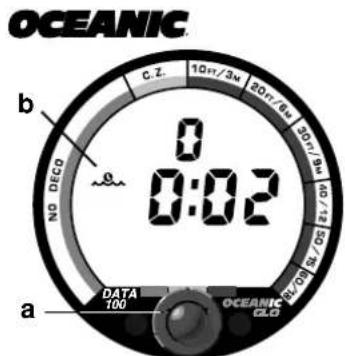 OCEANIC b c.z. 10m/3m 20m/6m 50m/9m 40m/75m NO DECO 0 0:02 a DATA 100 OCEANIC GLG