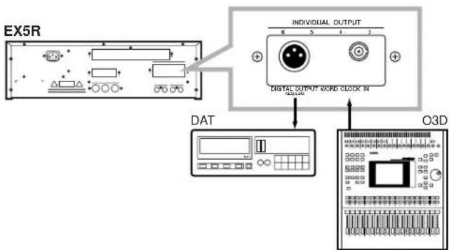 EX5R INDIVIDUAL OUTPUT 6 5 4 3 DIGITAL OUTPUT WORD CLOCK IN DAT O3D