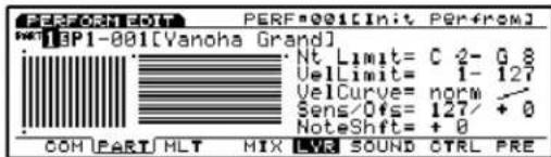 PERFORTEOT PERF@001[Init Perfrom] **BP1-001(Vanoha Grand) Nt Limit= C 2- G 8 VelLimit= 1- 127 VelCurve= norm Sens/Ofs= 127/ + 0 NoteShift= + 0 COMPART/HLT MIX LVR SOUND CTRL PRE