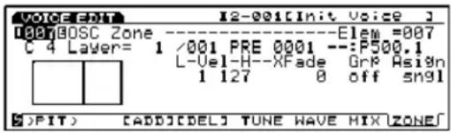 VOICE COT 12-901[Init voice] [0]BOSC Zone C 4 Layer= 1 /001 PRE 0001 --P500.1 L-Uel-H--XFade GrR Asign 1 127 0 off sn91 [0]FIT) [ADDICDEL] TUNE HAVE MIX (ZONE)