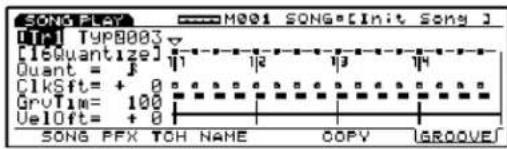 SONG PLAY M001 SONG: [Init Song] LTP TYP8003 [Lequantize] Quant = 1 1 1 1 1 1 ClkSft= + 0 0 0 0 0 0 GruTlm= 100 Veloft= + 0 SONG PFX TOH NAME COPY GROOVE