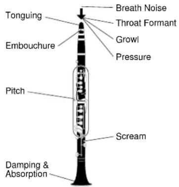 Tonguing Embouchure Pitch Damping & Absorption Breath Noise Throat Formant Growl Pressure Scream