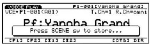 VOICE PLAY P1-001[Vanoba Grand] VCE·P1-001(A01) T.Ch=1 R.Ch=owni Pf: Yanoba Grand Press SCENE sw to store... CP13 CP23 CP14 CP23 COTG DIR