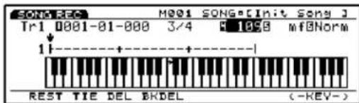 SONG REC M001 SONG[Init Sony] Tr1 0001-01-000 3/4 C 1098 mf@Norm 1 I----+----+----+ REST TIE DEL BDEL (-KEY-)