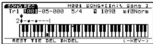 SONG REC M001 SONG: [Init Song] Tr1 0001-05-000 5/4 1098 mf@Norm 2↓---1 REST TIE DEL BKDEL (-KEY-)