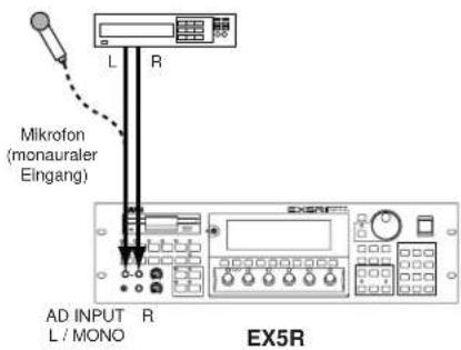Mikrofon (monauraler Eingang) AD INPUT R L / MONO EX5R EX5R