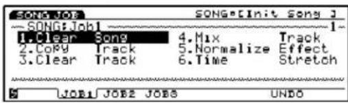 SONG:JOBS SONG:Init SONG J SONG:Job1 1 Clear Song 4.Mix Track 2.Cory Track 5.Normalize Effect 3.Clear Track 6.Time Stretch S JOB1 JOB2 JOBS UNDO
