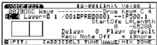 007BOSC Wave DC 4 Layer=0 1 /0010PRE0001 --:P500.1 StartOfs L1Length 0 -65280 Delay= 0 Play= default Recu Note Off = 18nore #FIT) [ADD]DELS TUNE WAVE HIX ZONE