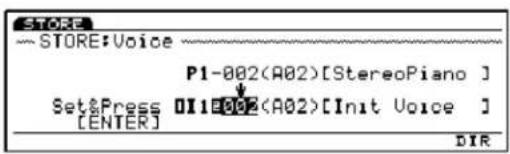 STORE ~STORE:Voice P1-002(A02)[StereoPiano] Set&Press 011802(A02)[Init Voice ] [ENTER] DIR