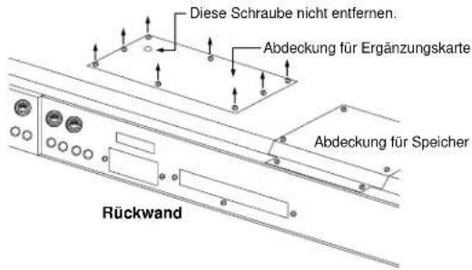 Diese Schraube nicht entfernen. Abdeckung für Ergänzungskarte Abdeckung für Speicher Rückwand