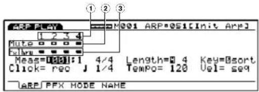ARP PLAY 1 2 3 4 Multi Fuluru Meas=0.01:1 4/4 Length=0.4 Key=#sort Click= reco J 1/4 Tempo= 120 Uql= seq ARP PFX MODE NAME