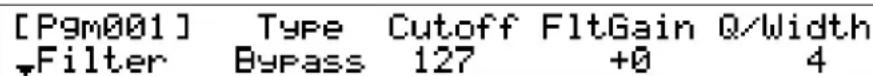 [Pgm001] Type Cutoff FltGain Q/Width Filter Bypass 127 +0 4