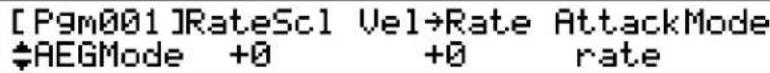 [Pgm001]RateScl Vel→Rate AttackMode ≠AEGMode +0 +0 rate
