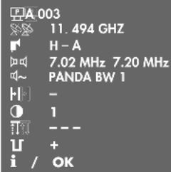 A.003 11.494 GHZ H - A 7.02 MHz 7.20 MHz PANDA BW 1 - 1 - - - + i / OK