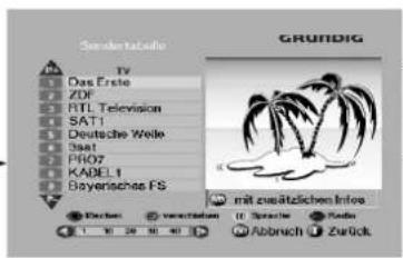 Sundertabelle TV Das Erste ZDF RTL Television SAT1 Deutsche Welle 3x3 PRO7 KADELI Bayerisches FS GRUNDIG mit zusätzlichen Infois Eschinen Veränderungen Späurelle Käufer Abbruch Zurück