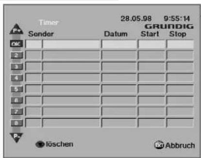 28.05.98 9:55:14 P# Sander Datum GRUNDIG OK 2 3 4 5 6 7 8 P# löschen Abbruch