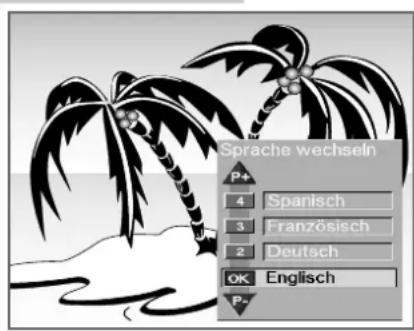 Sprache wechseln P+ 4 Spanisch 3 Französisch 2 Deutsch OK Englisch P+