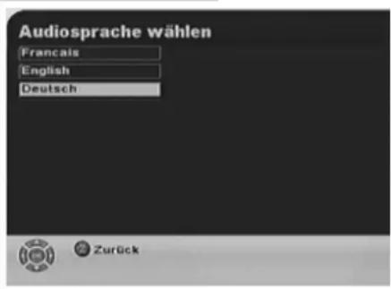 Audiosprache wählen Français English Deutsch Zurück
