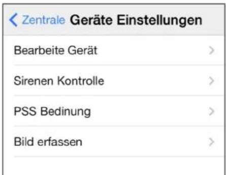 Zentrale Geräte Einstellungen Bearbeitete Gerät > Sirenen Kontrolle > PSS Bedinung > Bild erfassen >