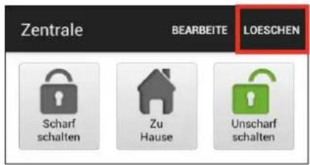 Zentrale BEARBEITE LOESCHEN Scharf schalten Zu Hause Unscharf schalten