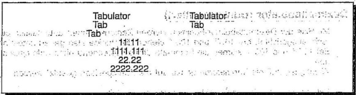 Tabulator Tab Tab Tab 11.11 111.111 22.22 2222.222 Tabulator Tab