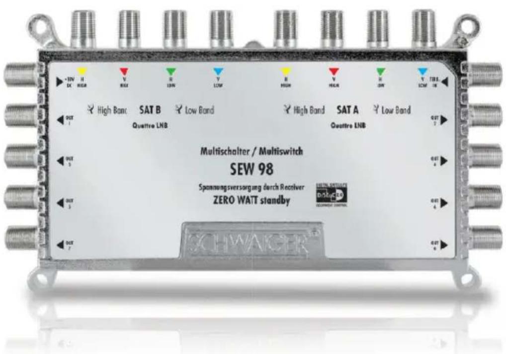 MultiSchalter / Multiswitch SEW 98 Spannungsversorgung durch Receiver ZERO WATT standby SCHWAGER™