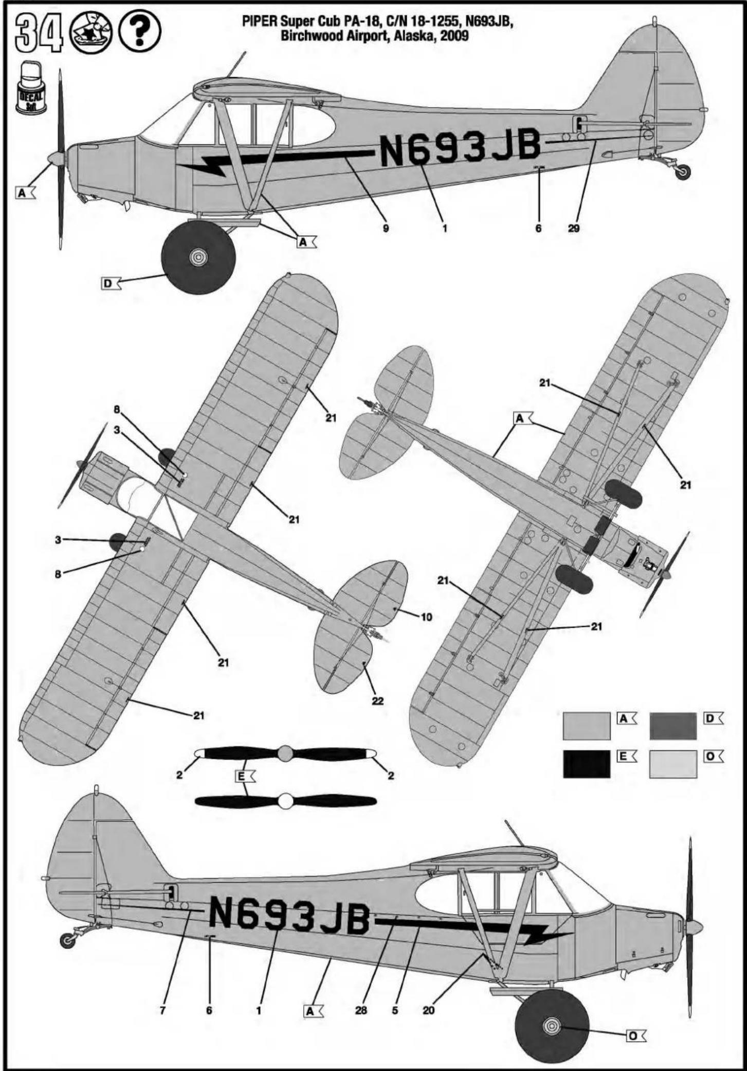 Revell PIPER PA-18 with Bushwheels - Benötigte Farben/Used Colors - 4
