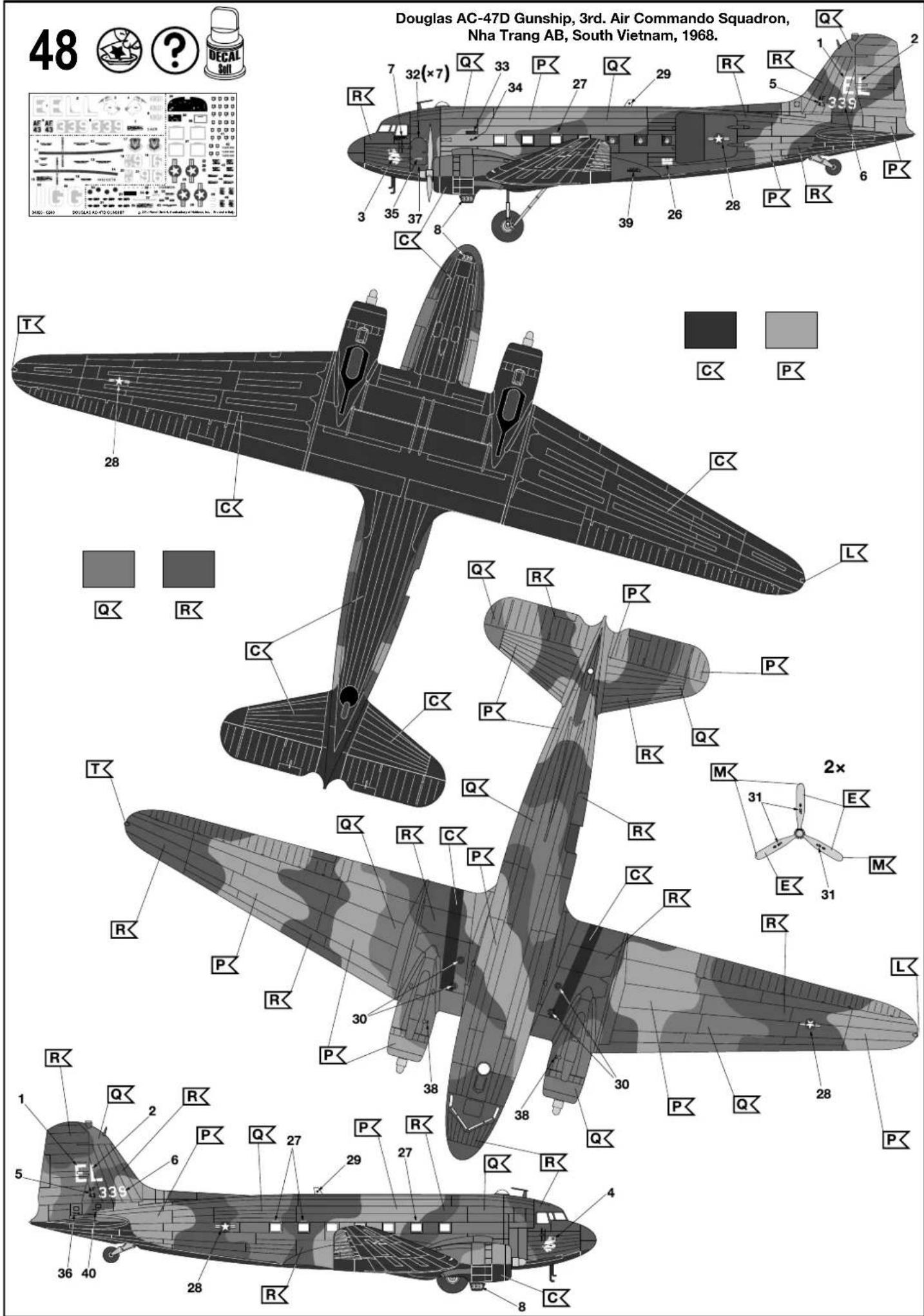 Revell AC-47D Gunship - Benötigte Farben / Used Colors - 16