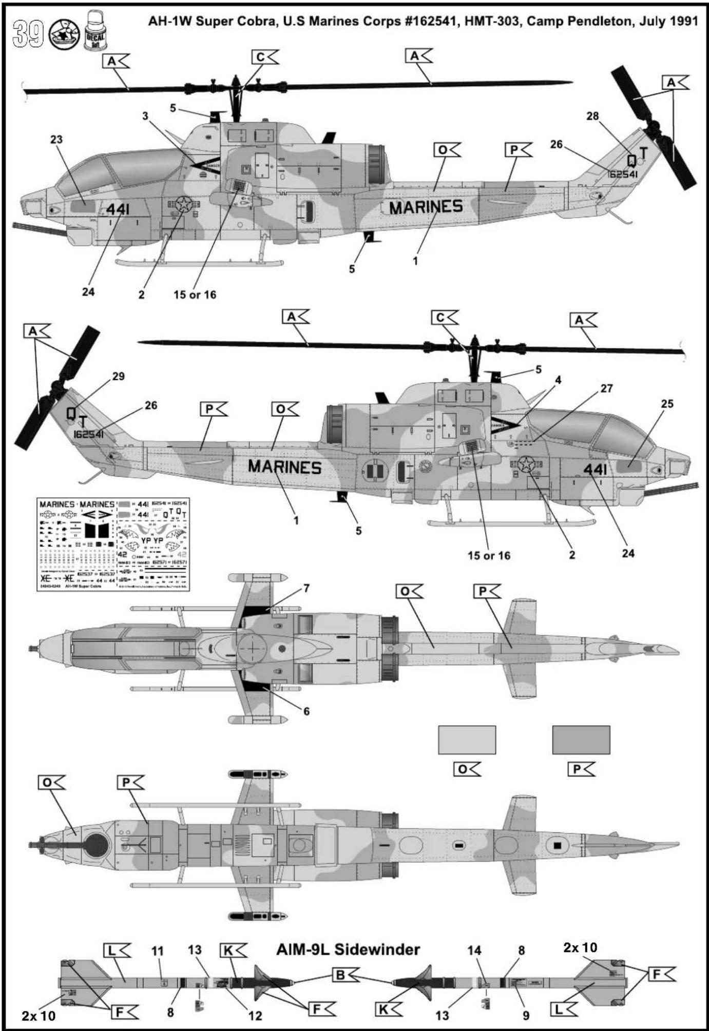 Revell Bell AH-1W SuperCobra - Benötigte Farben / Used Colors - 8