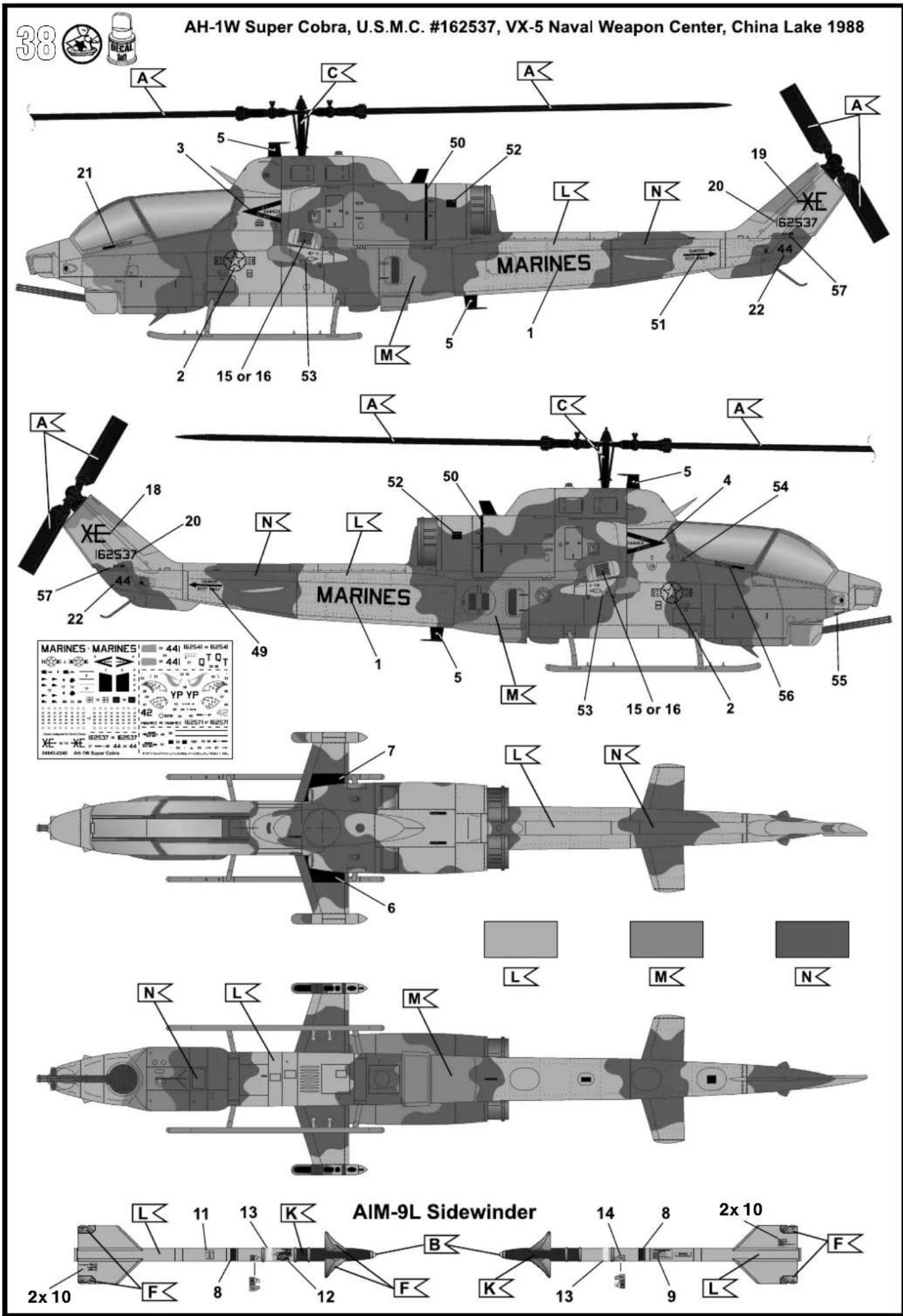 Revell Bell AH-1W SuperCobra - Benötigte Farben / Used Colors - 7