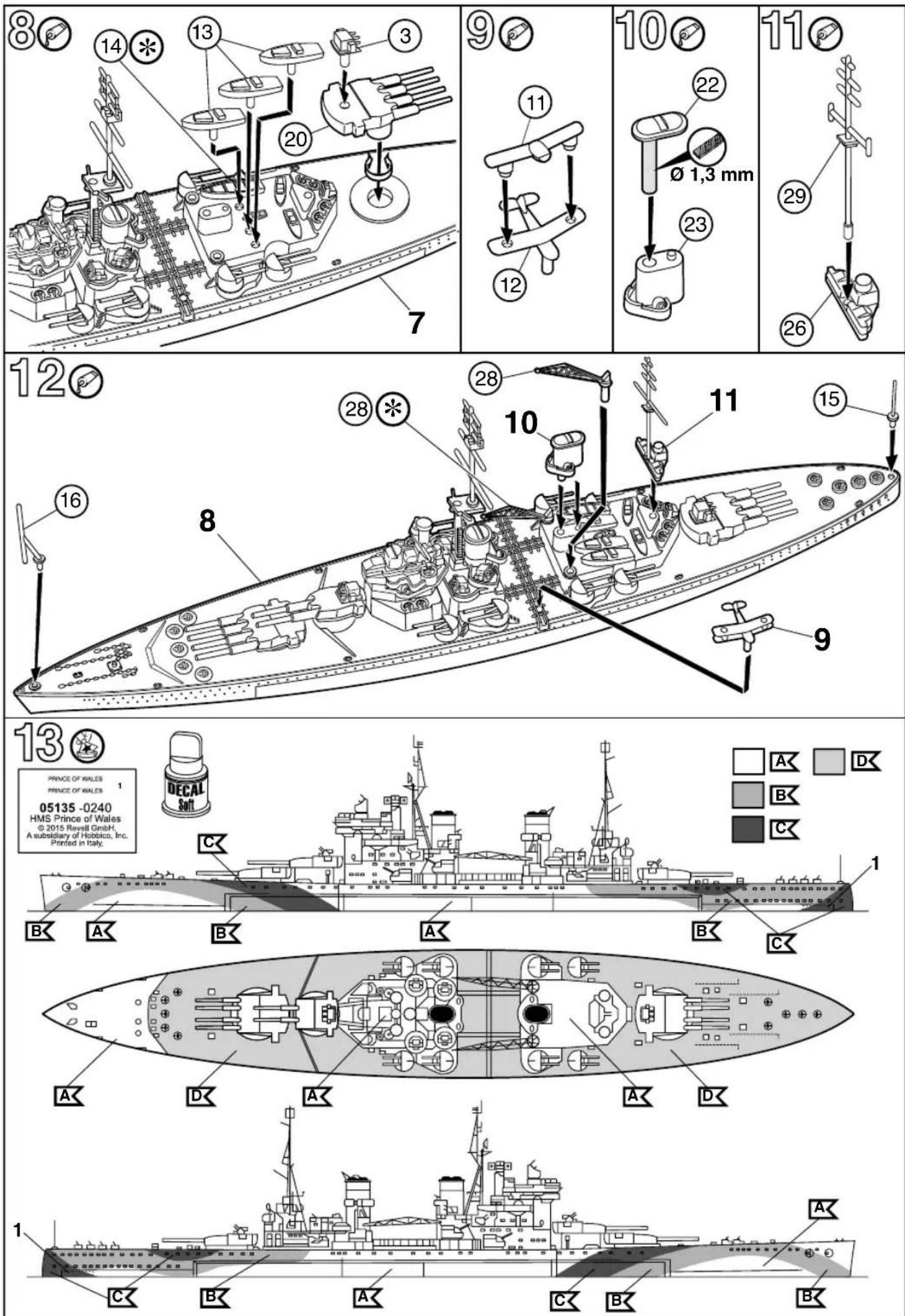 Revell H.M.S. Prince of Wales - Vor dem Zusammensetzen gut durchlesen! - 2