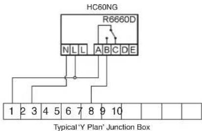 HC60NG R6660D N L L A B C D E 1 2 3 4 5 6 7 8 9 10 Typical 'Y Plan' Junction Box