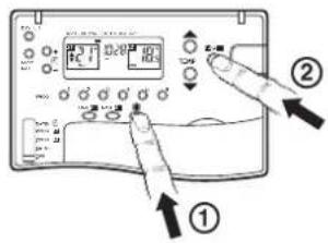 Diagram of a digital testing device with labeled buttons and control panel, showing function keys and status indicators.