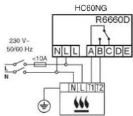 HC60NG R6660D 230 V- 50/60 Hz N L L A B C D E L N <10A N L T1 T2