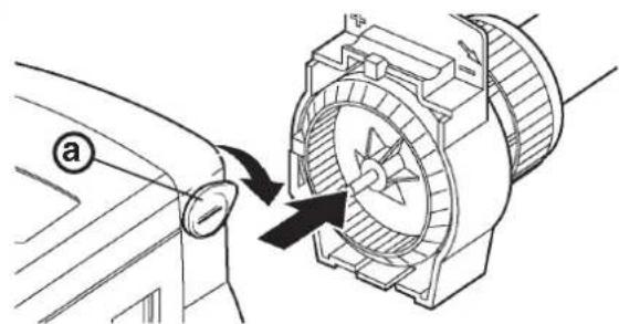 Diagram showing car wheel assembly with labeled component 'a' and directional arrow indicating rotation or movement