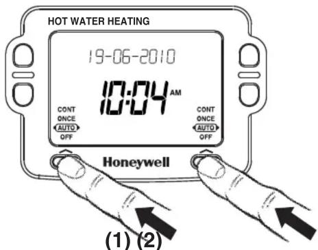 HOT WATER HEATING 19-06-2010 10:04 AM CONT ONCE AUTO OFF CONT ONCE AUTO OFF Honeywell (1) (2)