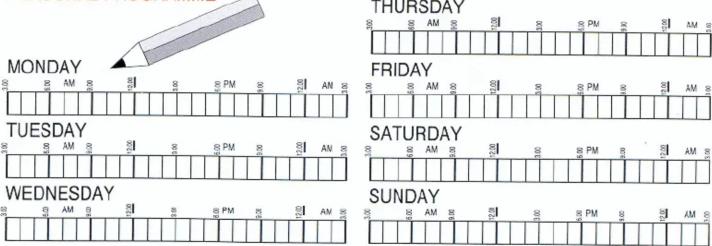 MONDAY 1:00 AM 2:00 PM 3:00 AM 4:00 PM 5:00 PM 6:00 AM 7:00 THURSDAY 1:00 AM 2:00 PM 3:00 AM 4:00 PM 5:00 AM 6:00 FRIDAY 1:00 AM 2:00 PM 3:00 AM 4:00 PM 5:00 AM 6:00 TUESDAY 1:00 AM 2:00 PM 3:00 AM 4:00 PM 5:00 AM 6:00 SATURDAY 1:00 AM 2:00 PM 3:00 AM 4:00 PM 5:00 AM 6:00 WEDNESDAY 1:00 AM 2:00 PM 3:00 AM 4:00 PM 5:00 AM 6:00 SUNDAY