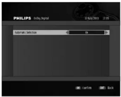 PHILIPS 01by (Digital) 13 July 2003 13 05 Automatic Selection OK OK Confirm OUT Back