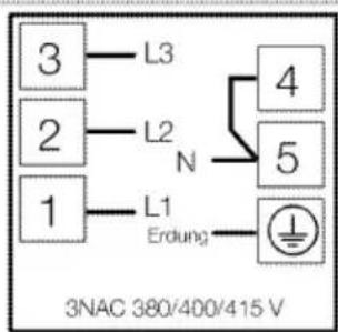 3 L3 2 L2 N 1 L1 Erdung 4 5 3NAC 380/400/415 V