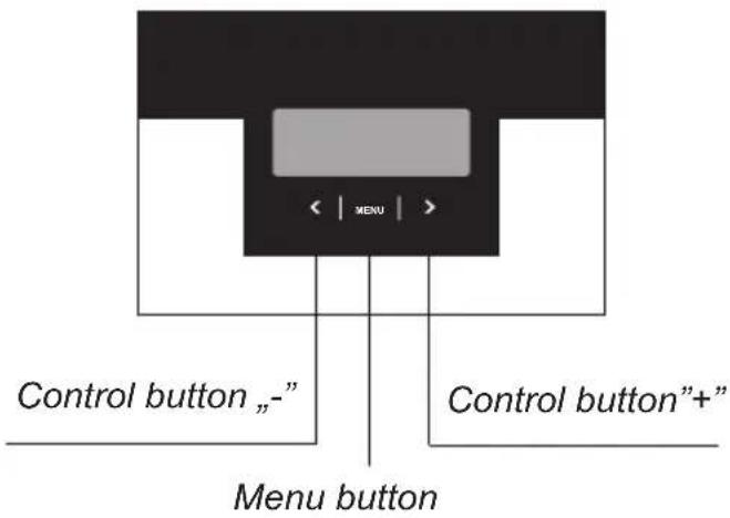 Control button „-” Menu button < | MENU | Control button "+"