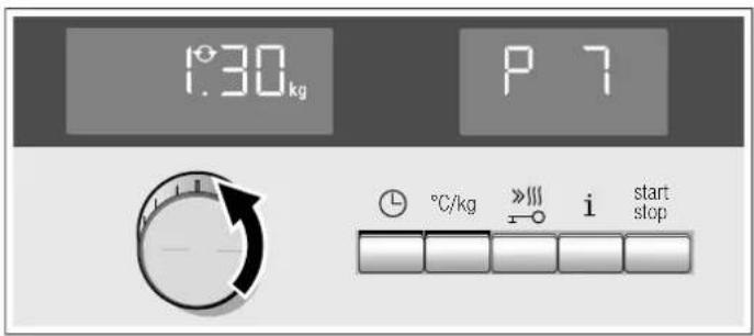 SIEMENS EQ461EV03R - Taste °C/kg drücken. - 2