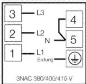 3 2 1 L3 L2 N L1 Erdung 4 5 3NAC 380/400/415 V