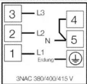 3 2 1 L3 L2 N L1 Erdung 4 5 ⊥ 3NAC 380/400/415 V